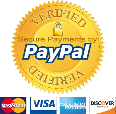 PayPal Verified. We also accept Visa, MasterCard, American Express, and Discover.